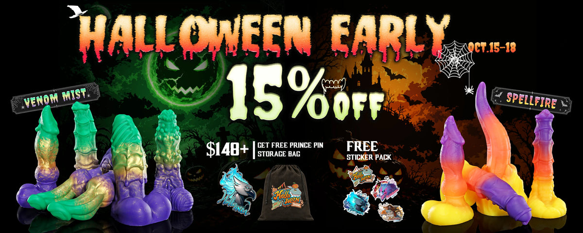 Swisok 2026 Halloween Early Access, October 15–18: 15% off Spellfire and Venom Mist adult toys, plus a free six-piece sticker pack.
