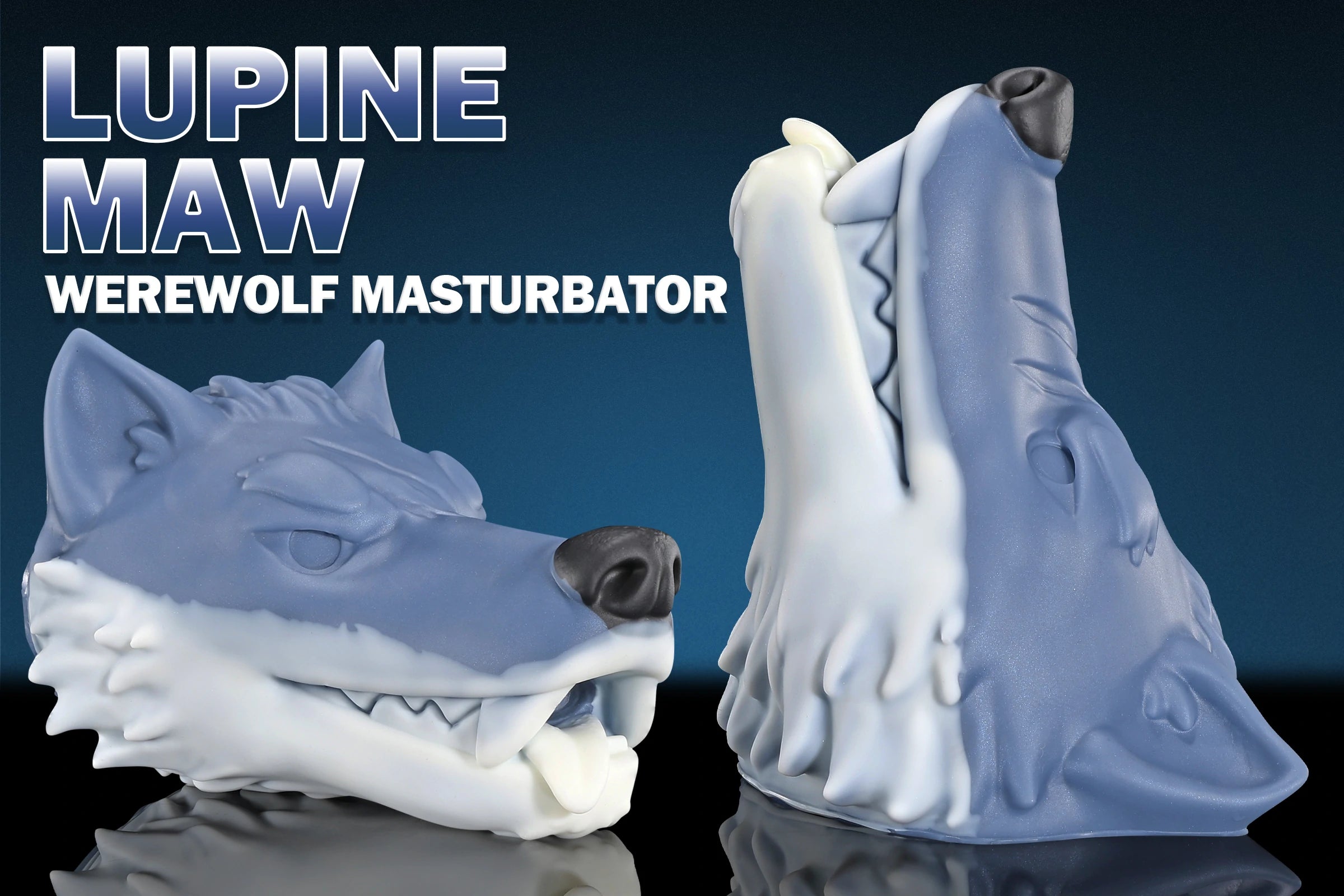 Swisok Lupine Maw masturbator – fierce wolf head masturbator designed for gay puppy play. I moan every time I thrust into the hungry mouth, the soft tongue licking and the tight throat squeezing me so perfectly during my pup play sessions.