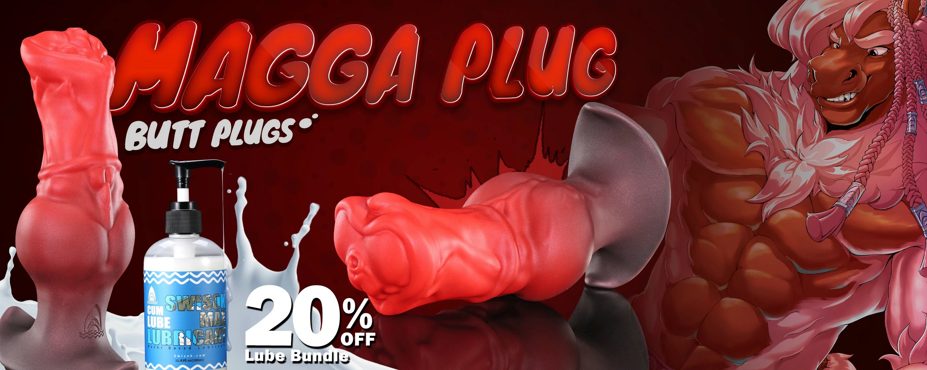 Excitedly holding the new Swisok Magga Plug, feeling its thick knot and smooth curves, so ready for some deep pleasure in my pup play session