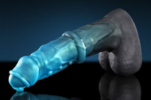 Swisok Prince fantasy dildo – sleek monster dildo fantasy sex toy for furry pup play, I feel the smooth gradient glow tracing my fur in dim light, velvety texture igniting deep subspace bliss in midnight den romps