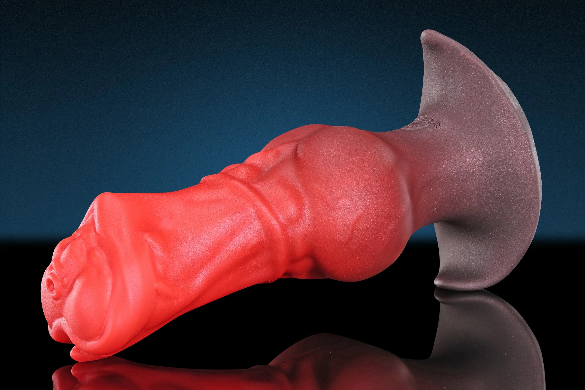 Excitedly holding the new Swisok Magga Plug, feeling its thick knot and smooth curves, so ready for some deep pleasure in my pup play session