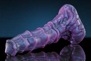 Dragonborn purple dragon dildo with layered scales and sculpted fantasy texture