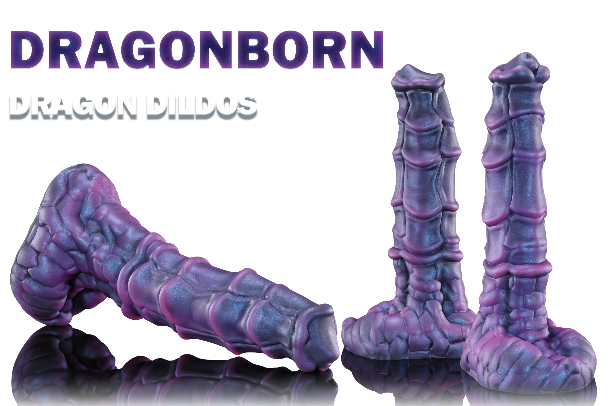 Front view of the Dragonborn fantasy dildo with segmented dragon armor details