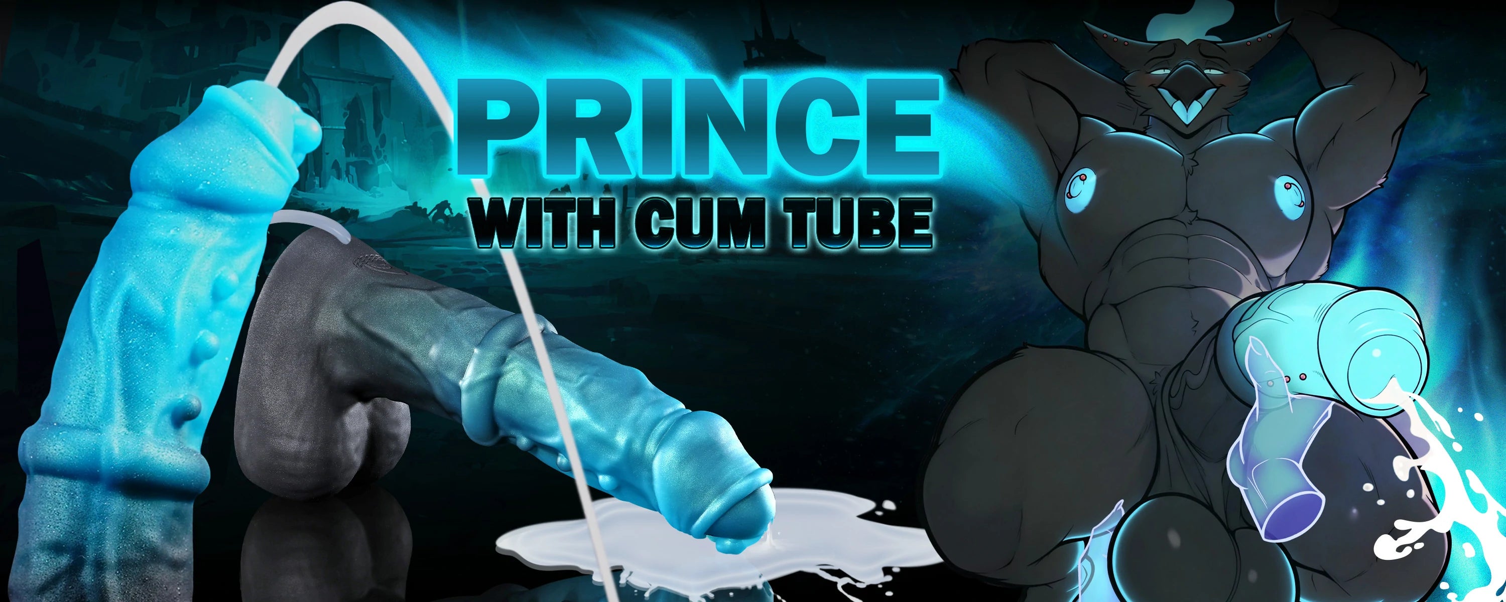 Swisok Prince ejaculating fantasy dildo – monster dildo fantasy sex toy with powerful cyan knot, I feel the warm rush explode deep inside during furry pup play, throbbing ejaculation fills my subspace in midnight den sessions, glowing tip pulses with intense pleasure