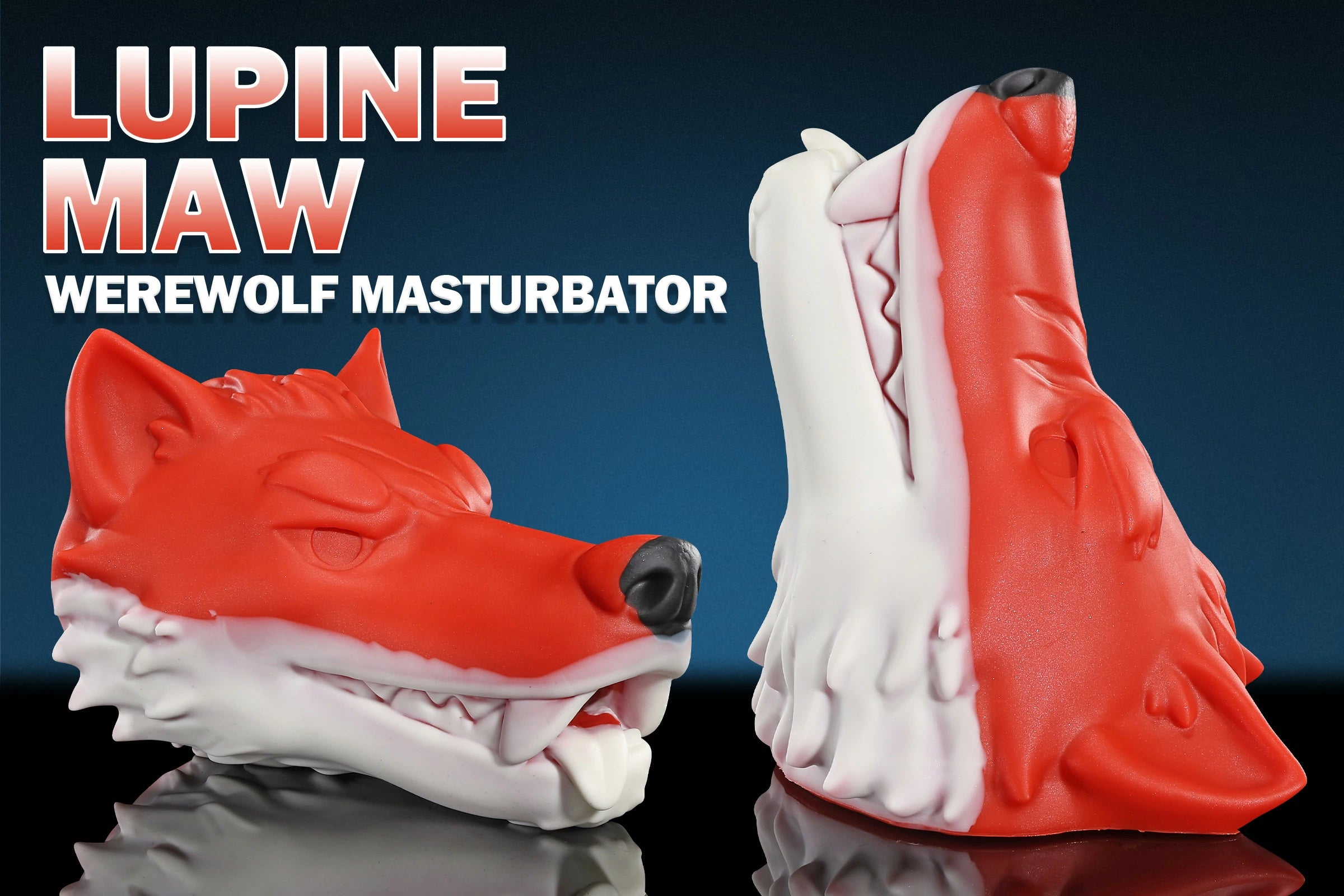 Swisok Lupine Maw masturbator – fierce wolf head masturbator designed for gay puppy play. I moan every time I thrust into the hungry mouth, the soft tongue licking and the tight throat squeezing me so perfectly during my pup play sessions.