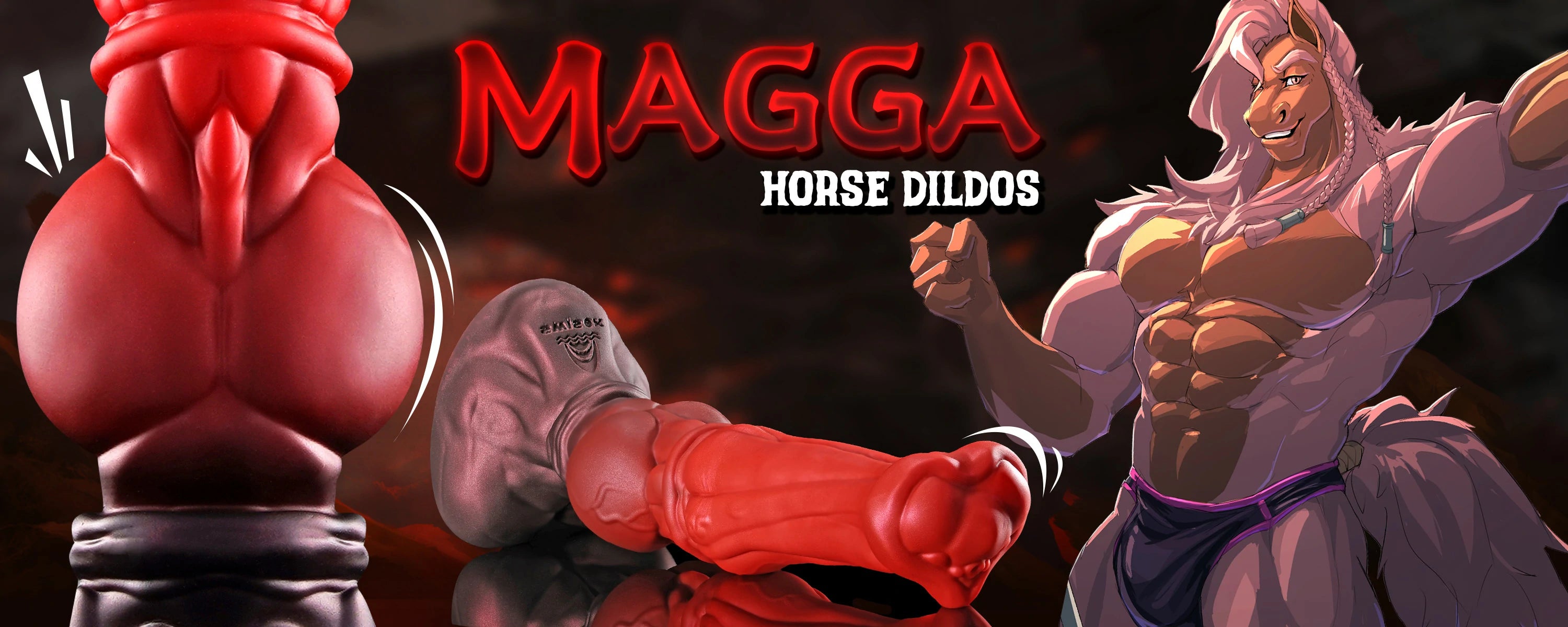 Swisok Magga horse dildo – massive knotted fantasy dildo for pup play. I love the deep stretch and intense fullness when this huge knot locks inside me during my most intense fantasy sex toy sessions.