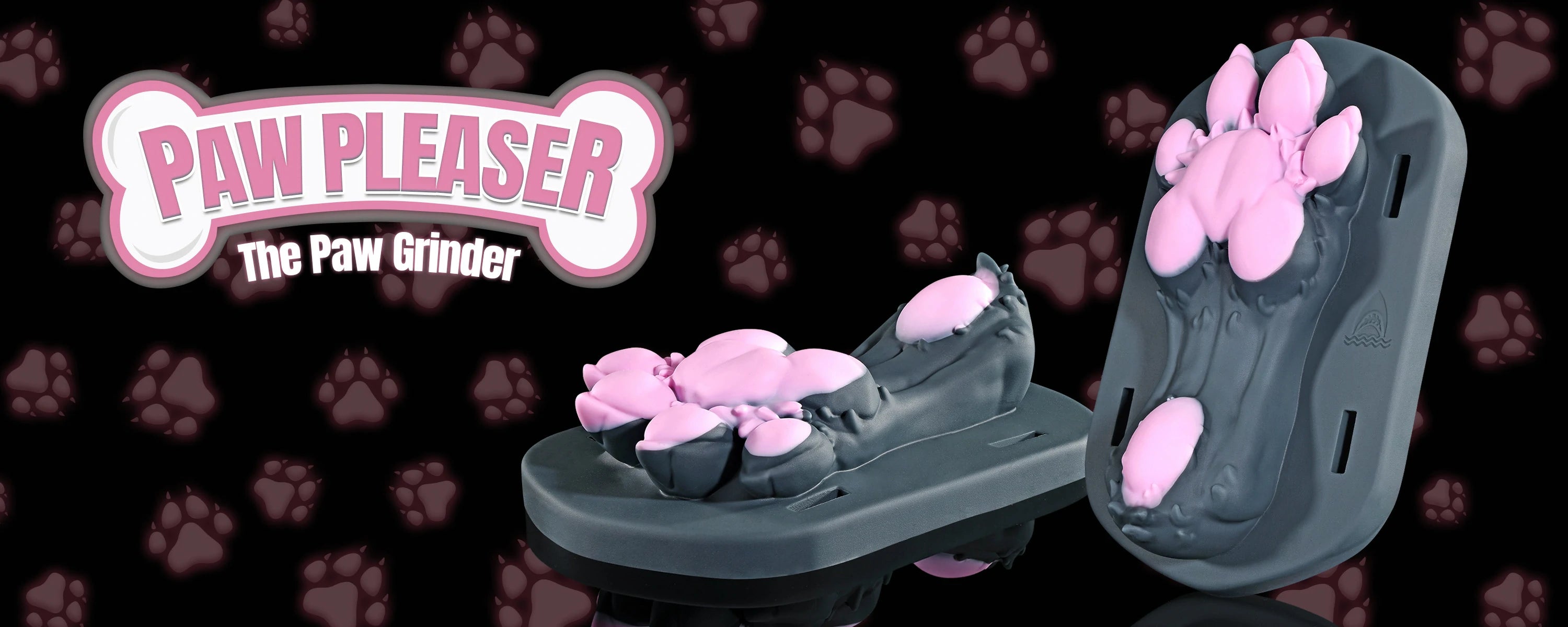 Swisok Paw Pleaser grinder sex toy – soft pink puppy paw grinder for pup play. I love the warm, squishy grip and teasing tongue sliding against me as I thrust into this grinding sex toy during my puppy play sessions.