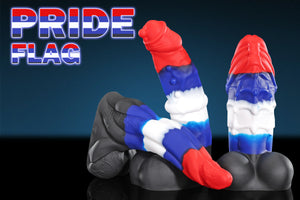 Gently rubbing and teasing the swollen knot on my Swisok Pride Month fantasy dildo, imagining how good it will feel during my playtime