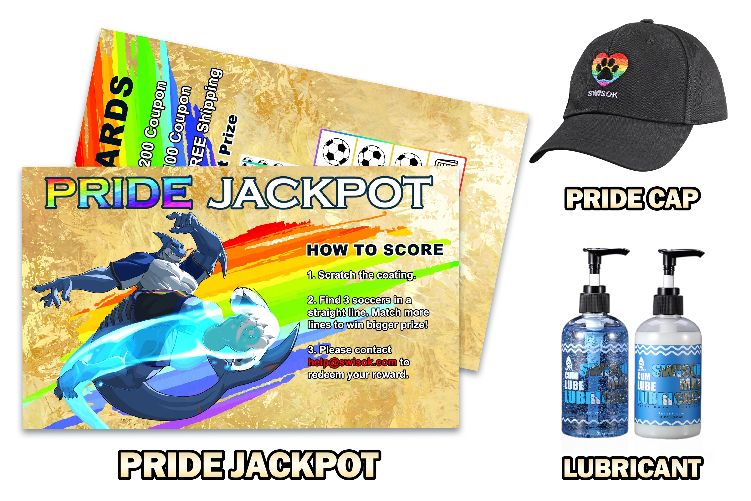 Lying comfortably and enjoying my Swisok Pride Cap, Pride Jackpot scratch card and cum lubricant, they brings me such warm and fulfilling pleasure this month