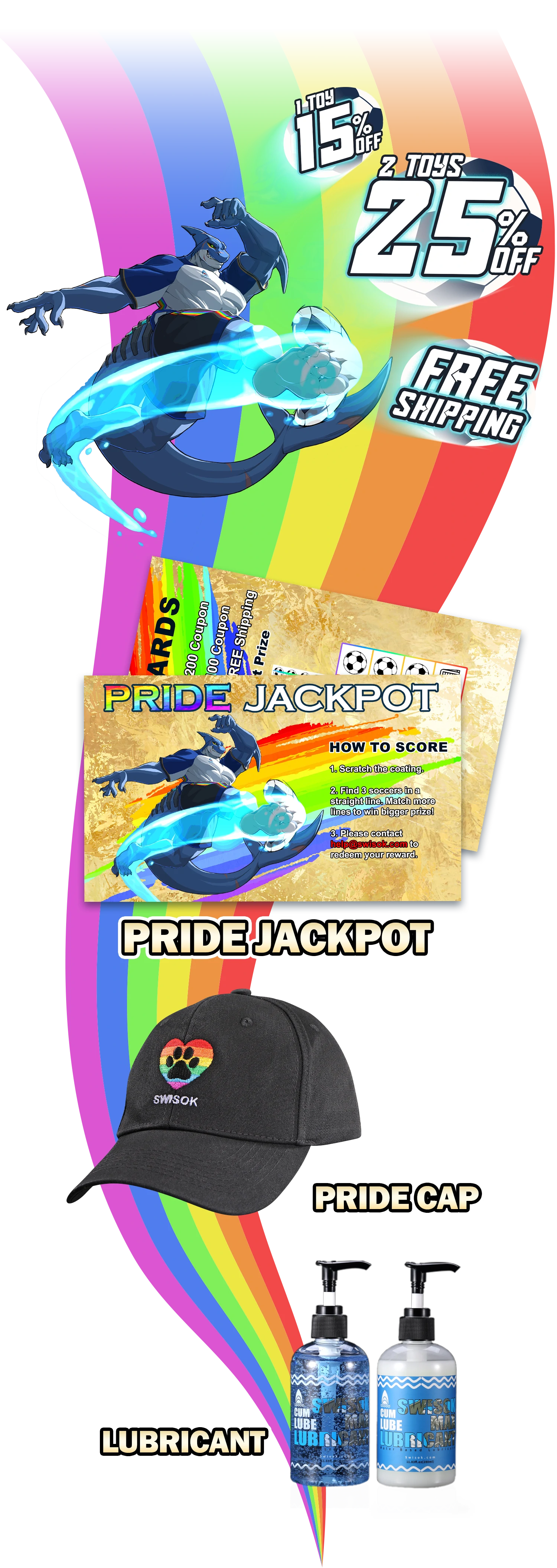 Lying comfortably and enjoying my Swisok Pride Cap, Pride Jackpot scratch card and cum lubricant, they brings me such warm and fulfilling pleasure this month