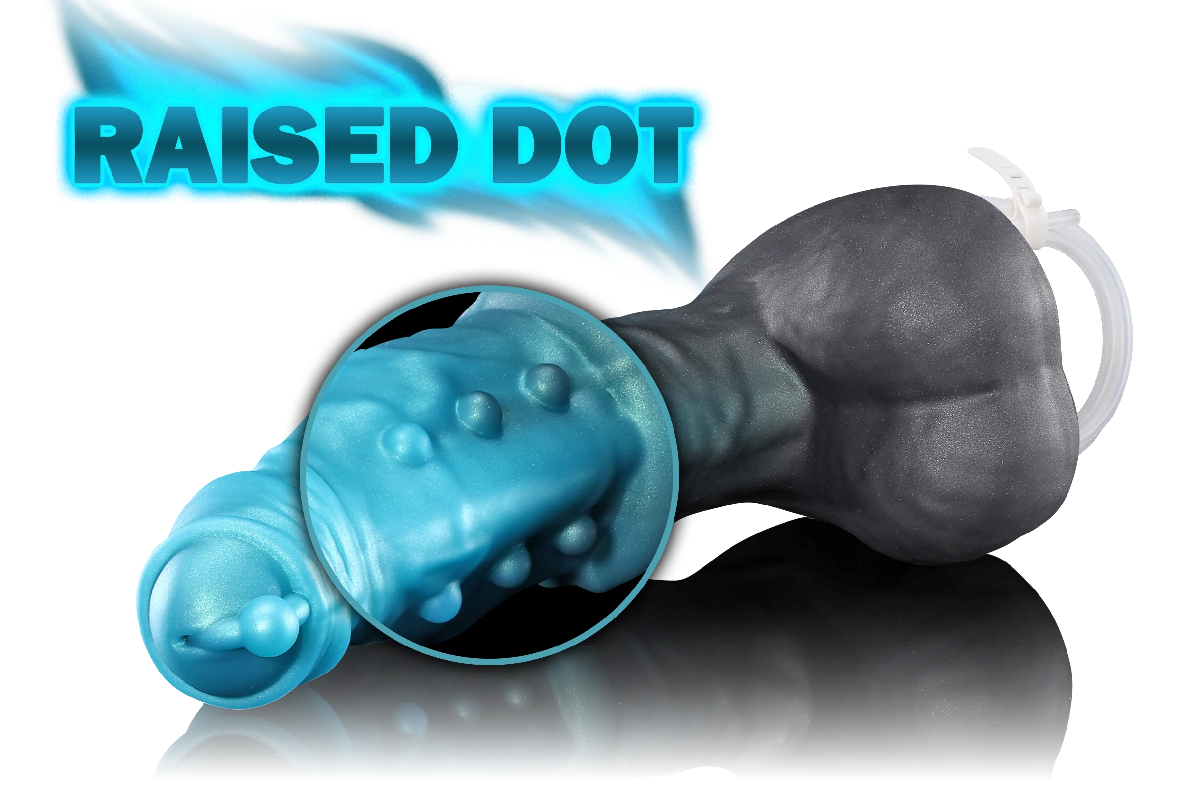 Swisok Prince monster ejaculating dildo – fantasy fantasy sex toy with luminous cyan knot, I feel the piercing tip tease then erupt in powerful spurts, overwhelming fullness claims my body in mythical pup play