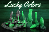 Swisok St. Patrick's Day limited fantasy dildos in emerald glow, I lose myself in the knot lock and warm ridges during furry pup play, tail wags wildly in den fantasy, 15% off + gifts March 14–17