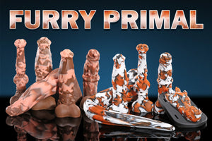 Admiring the wild patterns of the new Furry Savage limited edition fantasy dildos, they look so naughty and perfect for my collection